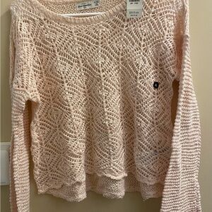 Abercrombie Kids Pink Open Knit Sweater Pullover L/S Girl’s XL/16 NEW NWT
